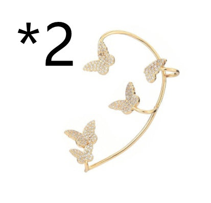 Fashion Gold Metal Butterfly Ear Clips Sparkling Zircon Without Piercing Ear Cuff Clip Earrings For Women Jewelry Gift 56259c