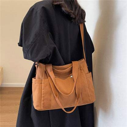 Large Capacity Shoulder Canvas Solid Color Bag For Women 5643dba9 2a6a 44cf 8dd7 ce8e2548303e