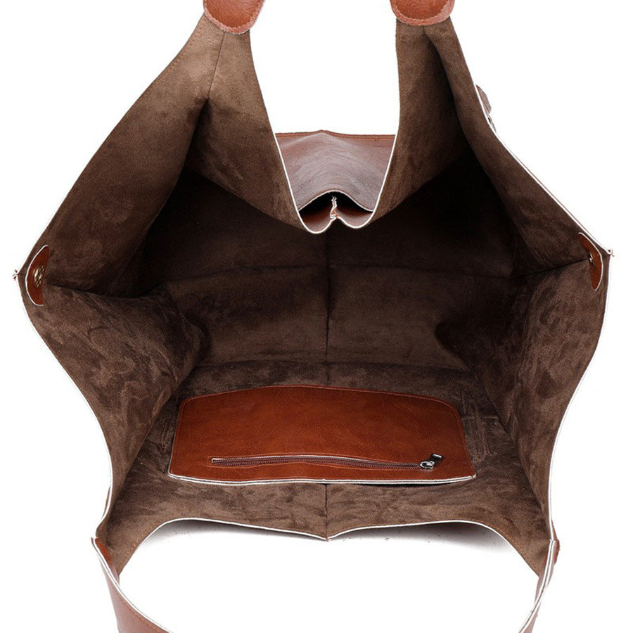 Women's Fashionable Simple Soft Leather Large Capacity Handbag
