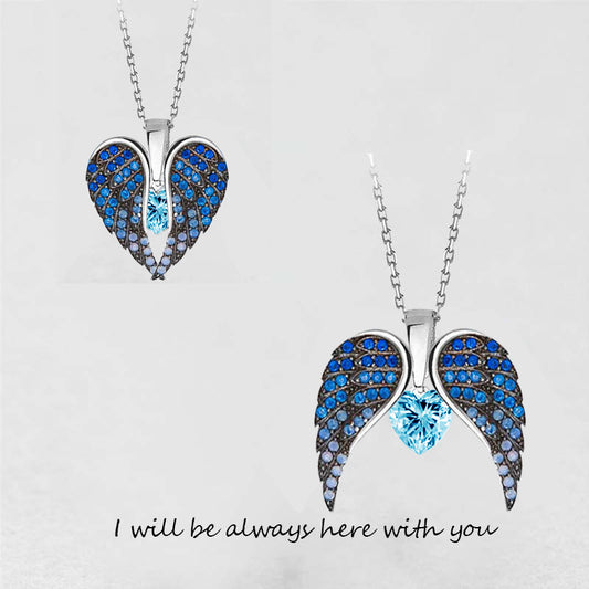 Angel Wings Necklace Ladies Fashion Heart Shaped Zircon Pendant 567ad184 606b 46a0 9f11 cdeab30d1fef