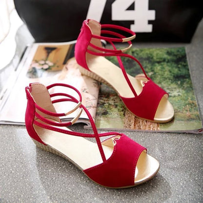 Strap round head low heel sandals 568823397382