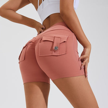 High Waist Hip Lifting Shorts With Pockets Quick Dry Yoga Fitness Sports Pants Summer Women Clothes 5696fd84 c7cc 4e07 9f66 e