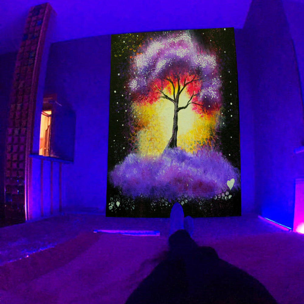 Fluorescent Tapestry UV Fluorescent Tapestry Psychedelic Mushroom Wall Hung Hippie Decorative Room Aesthetics 56a3c4f9 f488 4