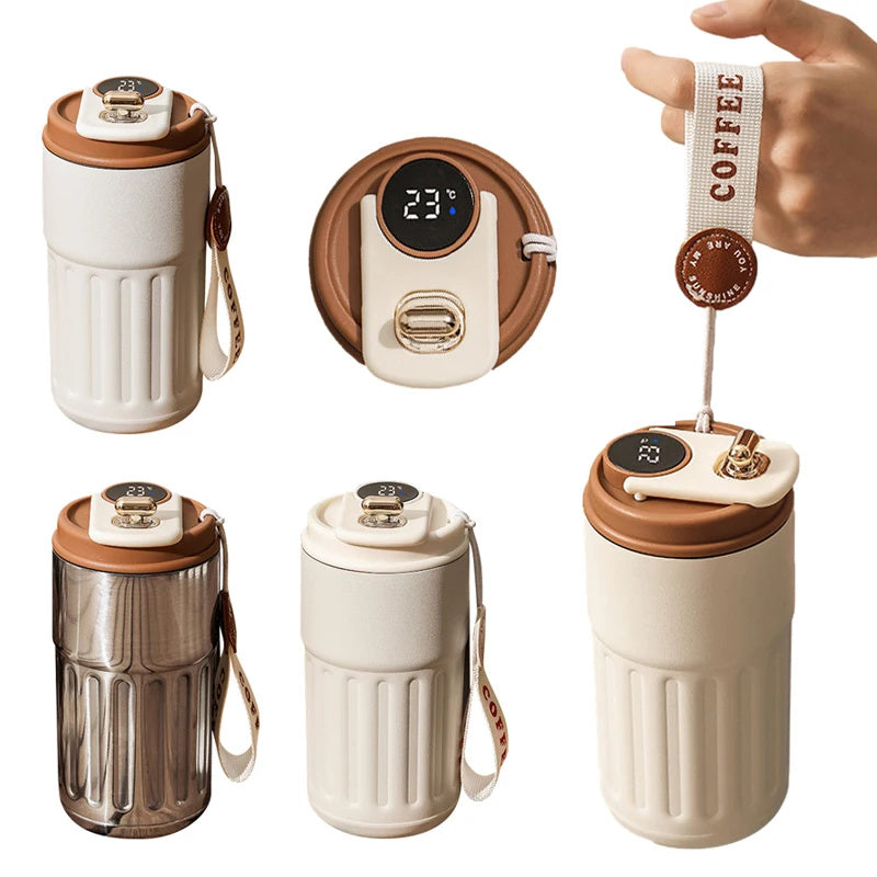 Smart Digital Thermal Bottle Portable Coffee Mug Stainless Steel Water Bottle In-Car Insulated Cup Keep Cold Vacuum Flasks 45