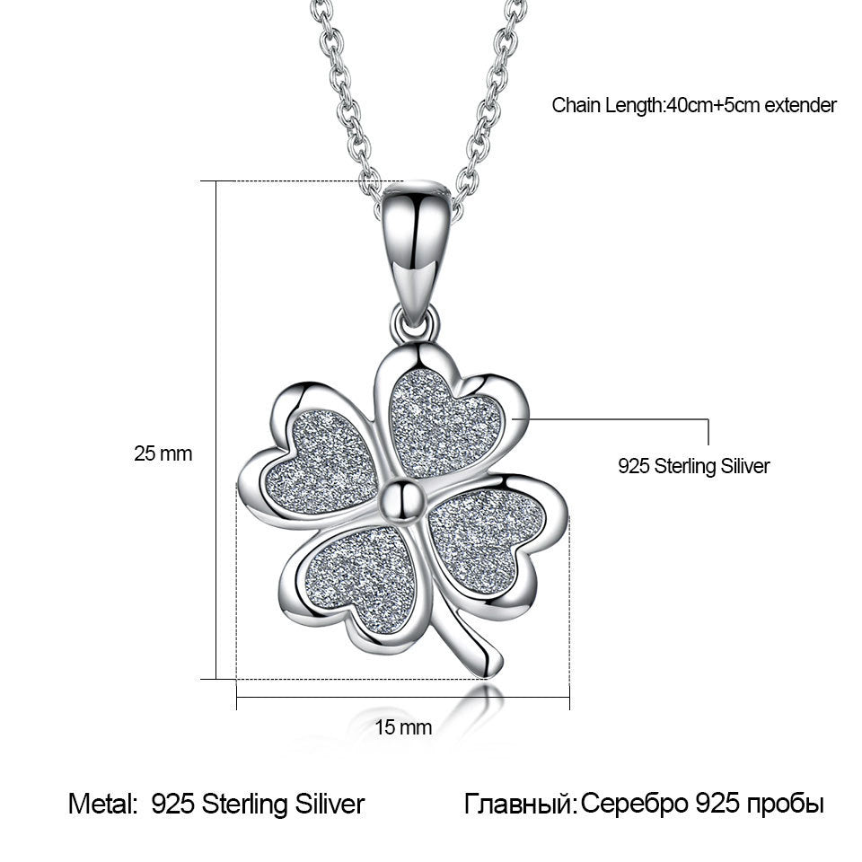 Sterling Silver Necklace Four Leaf Clover Necklace Green Love Flattened Folding Pendant Clavicle Chain Necklace 56a6d6de 2f84