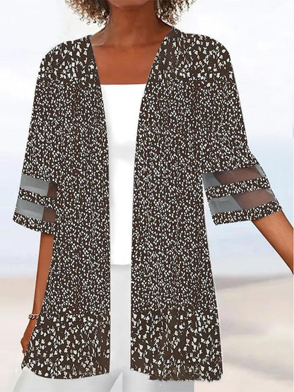 Floral Print Mid Length Sleeves Loose Small Coat 56f7c9a1 912e 4ad4 bacf 62053e9be73c