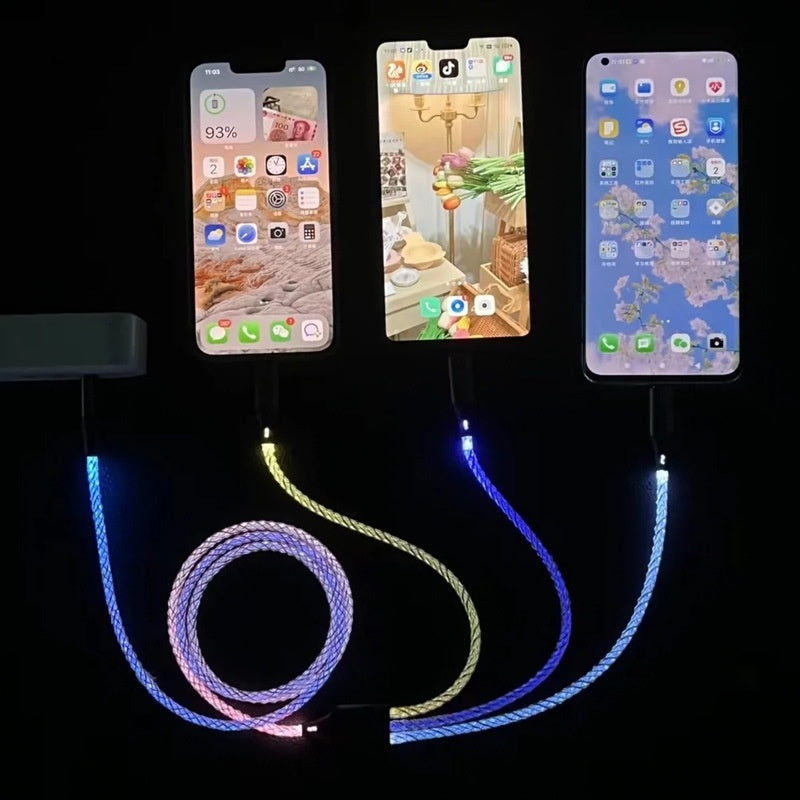 One-to-three Luminous Fast Charging RGB Data Cable - 图片 3