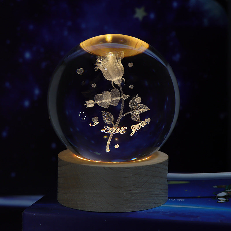 Luminous Starry Sky And Planets Moon Moon Crystal Ball Small Night Lamp Projection Ambience Light Creative Gift New Strange G