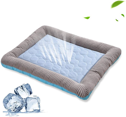 Pet Cooling Pad Bed For Dogs Cats Puppy Kitten Cool Mat Pet Blanket Ice Silk Material Soft For Summer Sleeping  Blue Breathab