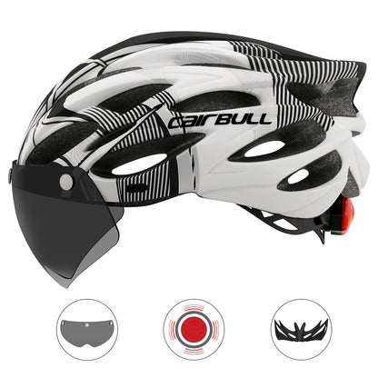 Road mountain bike riding helmet with lens and brim taillight 573704243575
