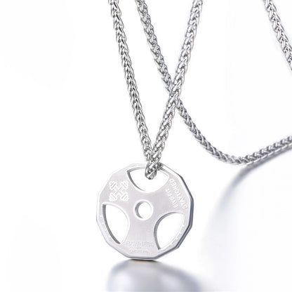 U7 sport jewelry stainless steel men fitness barbell gym necklace 5760196778927