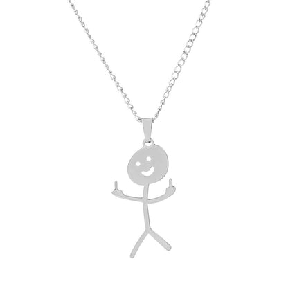 Cute Cartoon Stickman Pendant Stainless Steel Necklace 5766994e d33c 47d0 a7f4 5a4e05943e91