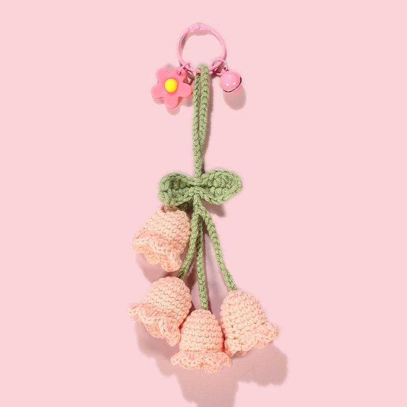 Hand-made Hook Braided Woolen Thread Lily Of The Valley Keychain 576d41c4 b60a 4efc 9574 024b611b9dd9