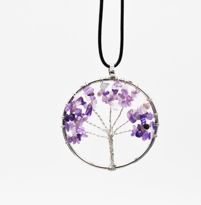 Natural gravel crystal life tree natural stone rich tree colorful necklace 577322877838