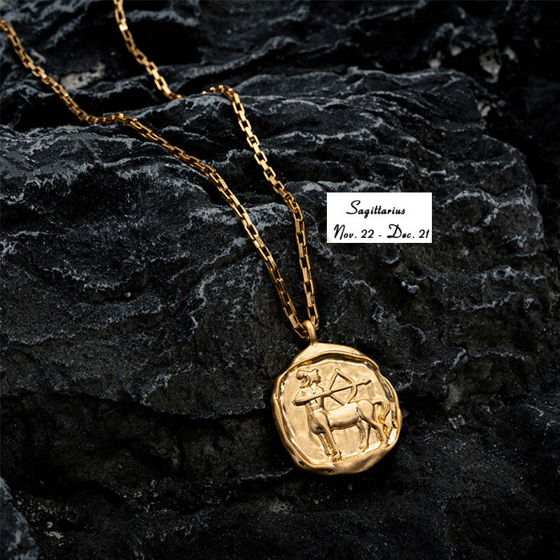 Vacuum Plating 18k Titanium Zodiac Oval Pendant Necklace 578a924f 28ff 442e 8440 102350f37dae