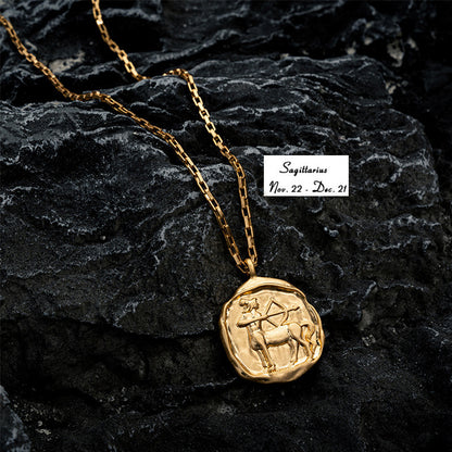 Vacuum Plating 18k Titanium Zodiac Oval Pendant Necklace 578a924f 28ff 442e 8440 102350f37dae