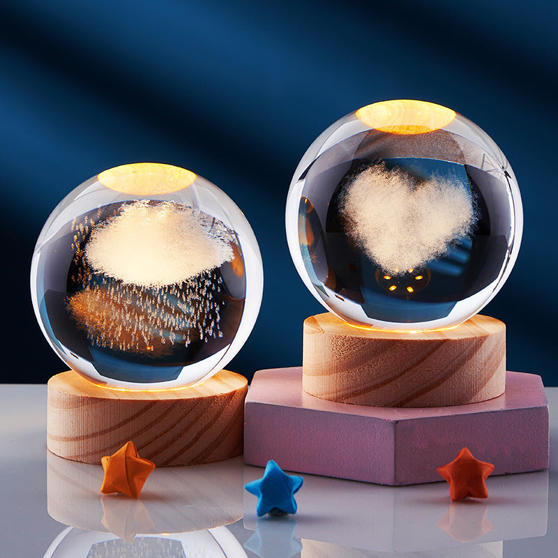 Crystal Ball 3D Inner Carved Solar System Glowing Night Lights Warm Bedside Light Festival And Kid Gift Night Lamp 5793728a 7