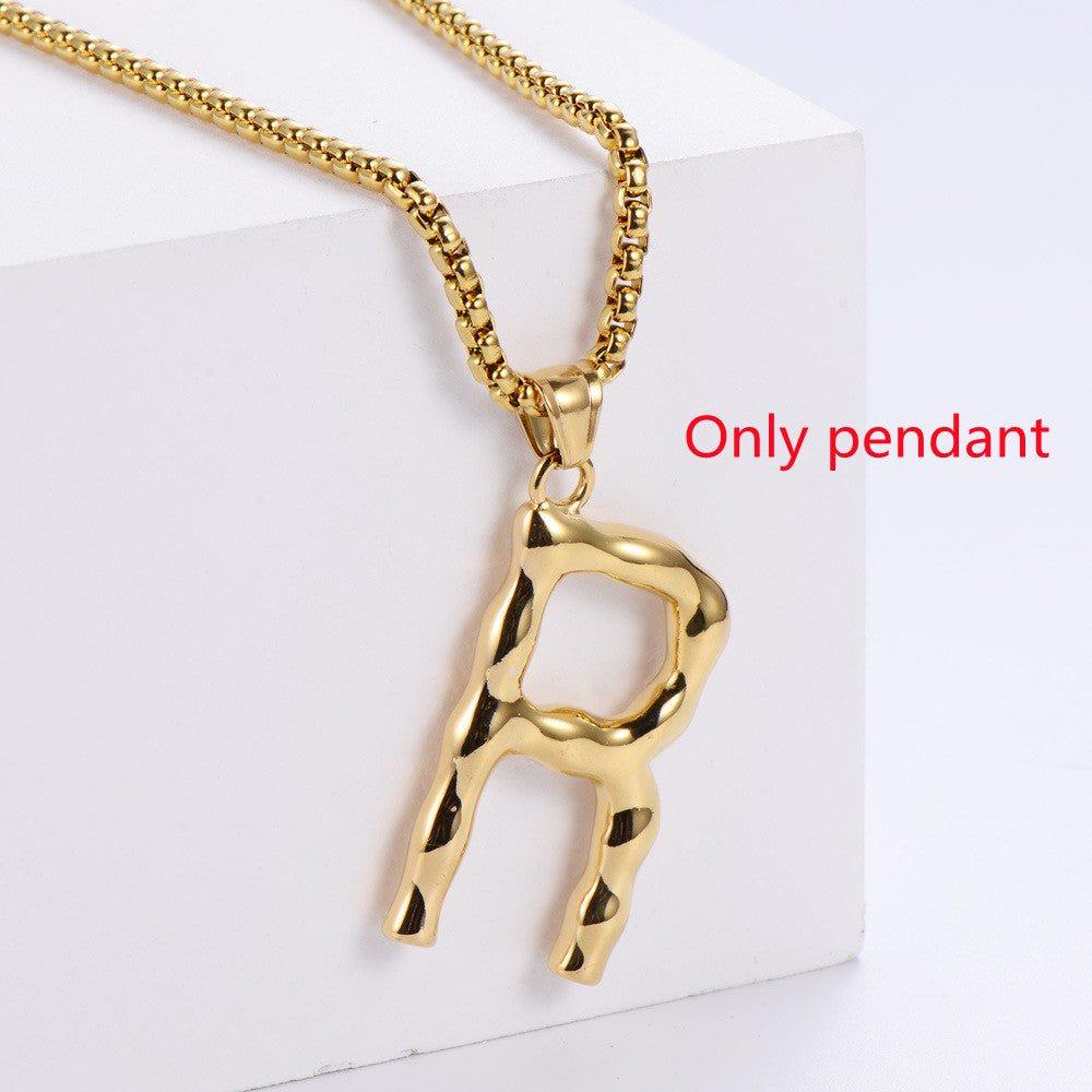 Three-dimensional 26 English Letter Pendant Necklace Fashion Jewelry Titanium Steel Couple Ornament 5793d1b3 5fff 44fe 9d63 8