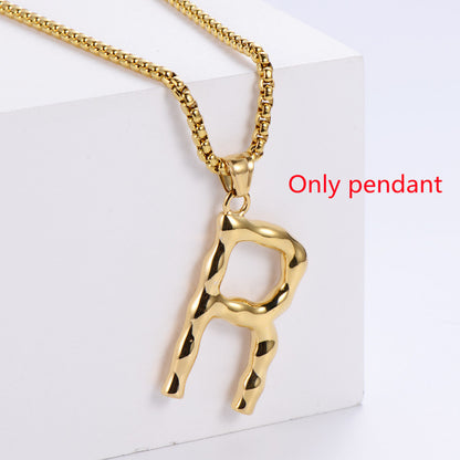 Three-dimensional 26 English Letter Pendant Necklace Fashion Jewelry Titanium Steel Couple Ornament 5793d1b3 5fff 44fe 9d63 8