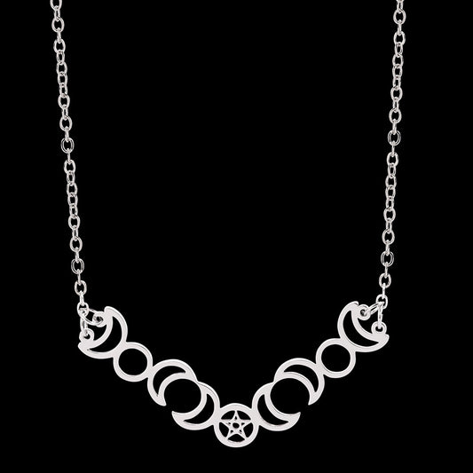 Five Pointed Star Sun Moon Necklace Multi Month Hollow Stainless Steel Pendant 57f804d2 2779 48a8 94dc d68c3e2ef837
