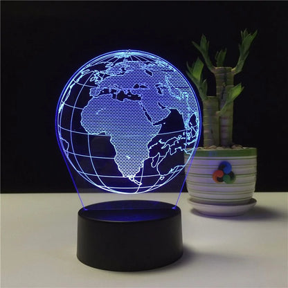 مصباح طاولة كروي ثلاثي الأبعاد مزود بمنفذ USB ليلي، RGB، إبداعي
