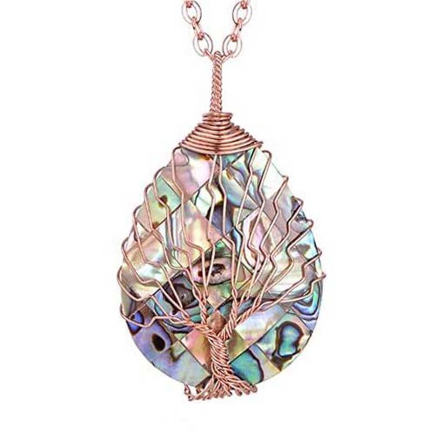 Natural Abalone Shell Drop Shaped Tree Of Life Pendant 580ddc34 3642 4860 97c8 edf026f841ed