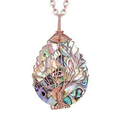 Natural Abalone Shell Drop Shaped Tree Of Life Pendant 580ddc34 3642 4860 97c8 edf026f841ed