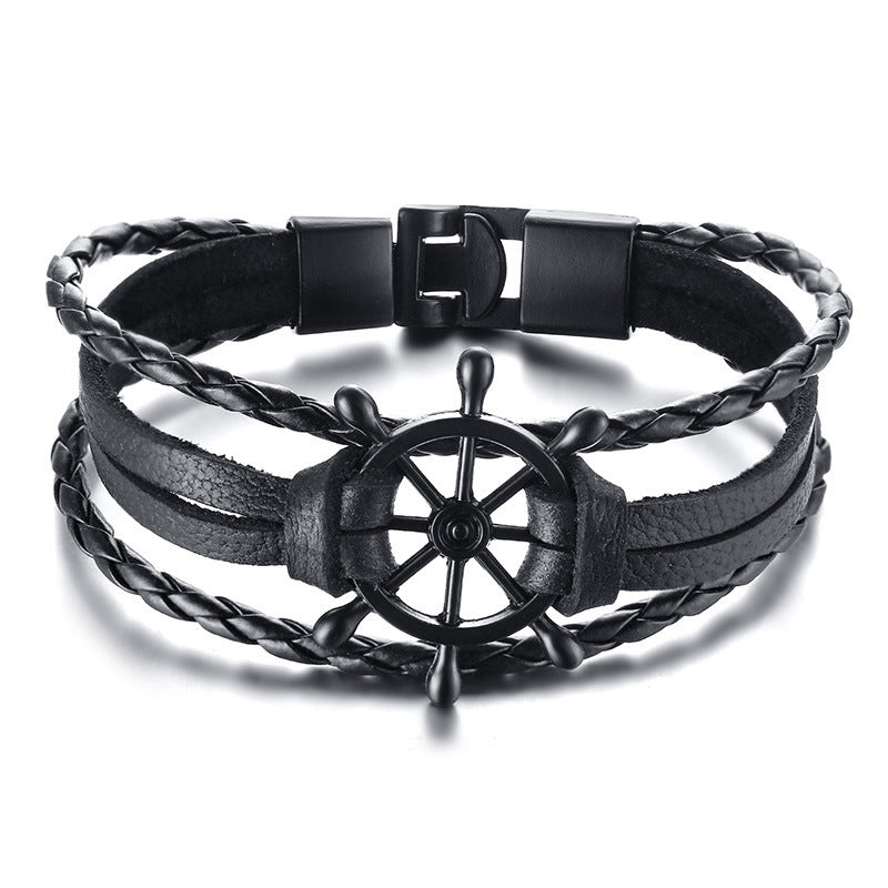 Alloy lucky figure 8 leather bracelet 5830710257558