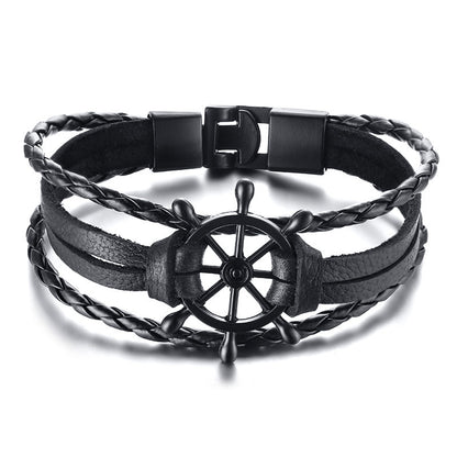 Alloy lucky figure 8 leather bracelet 5830710257558