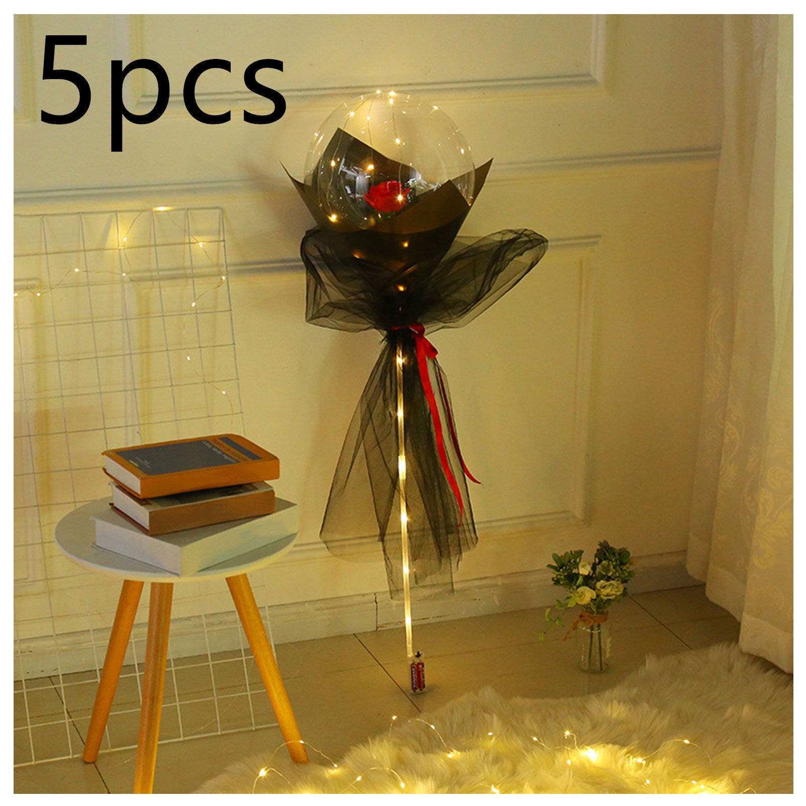 LED Luminous Balloon Rose Bouquet Transparent Bobo Ball Rose 583259403114
