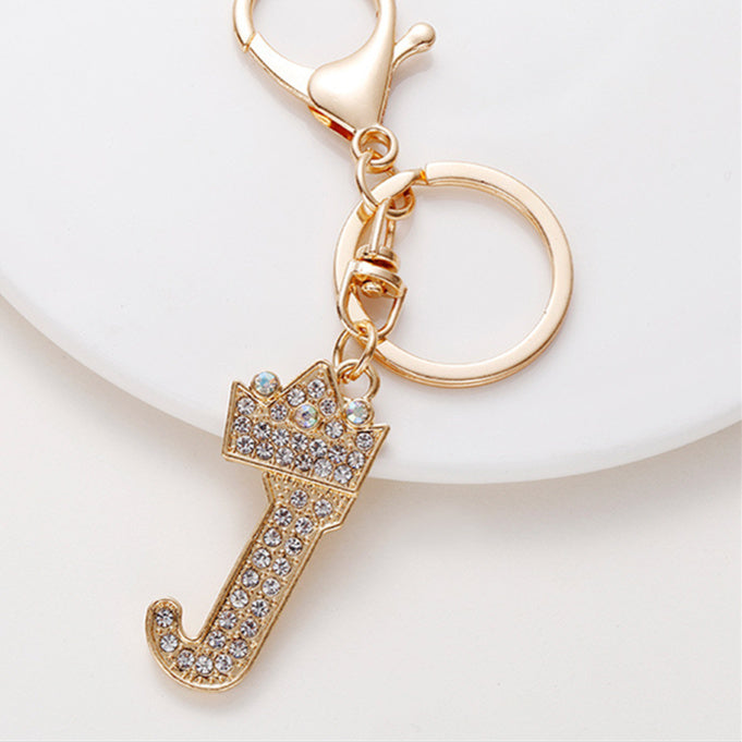 Metal Diamond-encrusted 26 English Crown Alphabet Keychain 583b9b5e 3764 4052 813d c246874c30a7