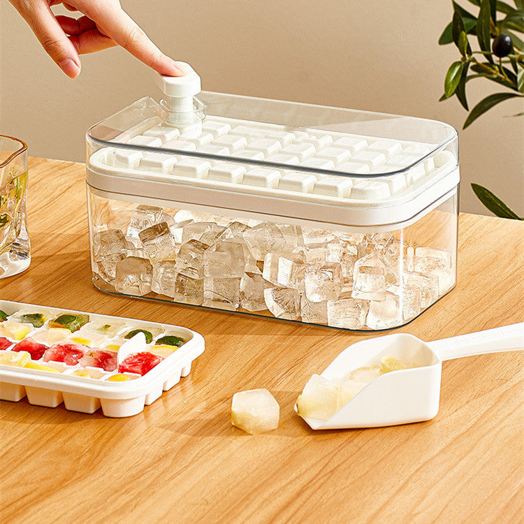 One-button Press Type Ice Mold Box Plastics Ice Cube Maker Ice Tray Mold With Storage Box With Lid Bar Kitchen Accessories 58