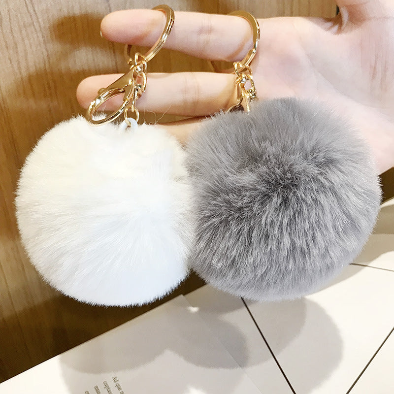 Imitated lazy rabbit fur ball car keychain pendant 5849003119400