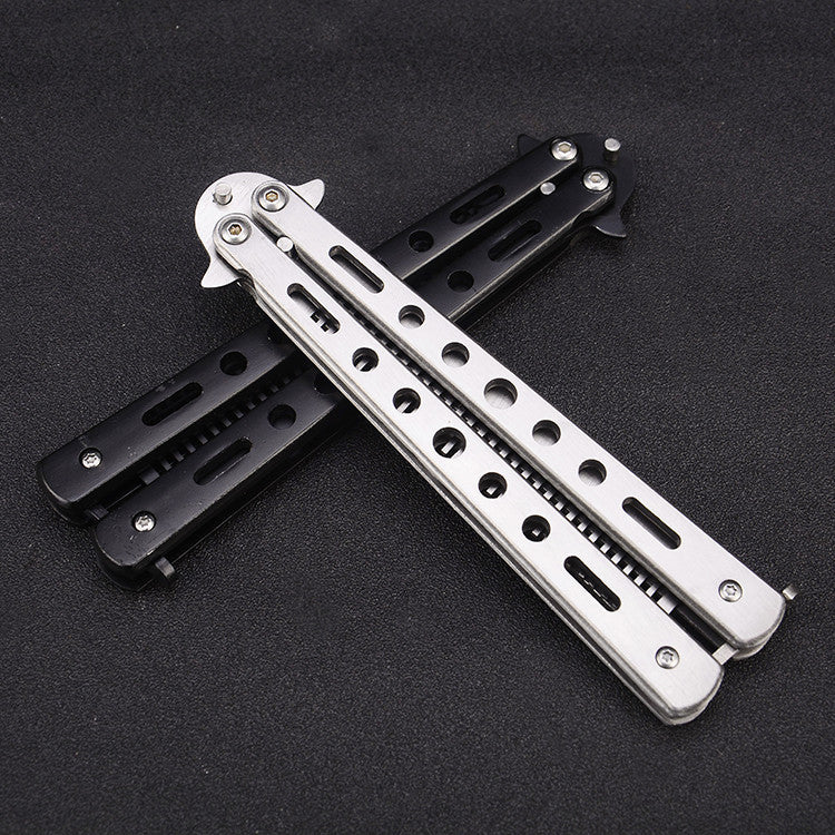 Outdoor Foldable Comb Stainless Steel Practice Training Butterfly Knife Comb Beard Moustache Brushe Salon Hairdressing Hair S