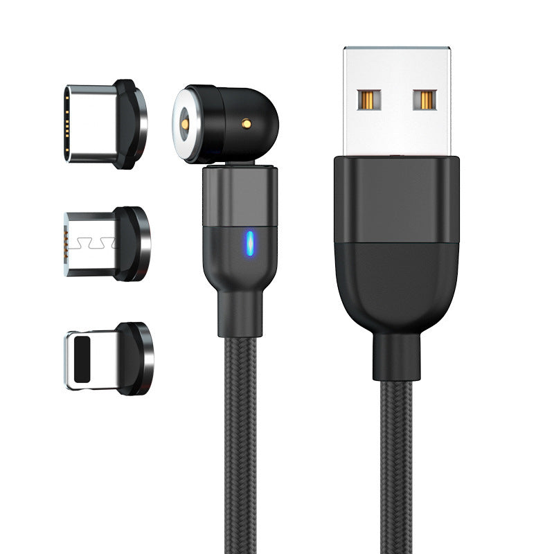 Data Cable 540 Degree Blind Suction Round Magnetic Charging Cable Three-in-one Bent Magnetic Cable - 图片 7
