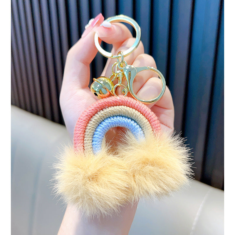 Woven Rainbow A Little Cloud Fur Ball Car Key Ring 589ef537 0309 46d7 aab7 c6a1d5764d22