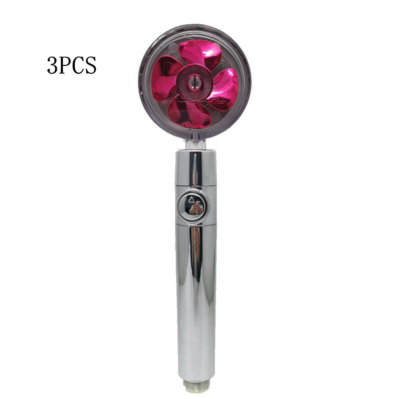 Propeller Driven Shower Head With Stop Button And Cotton Filter Turbocharged High Pressure Handheld Shower Nozzle 58a6b7d8 ef