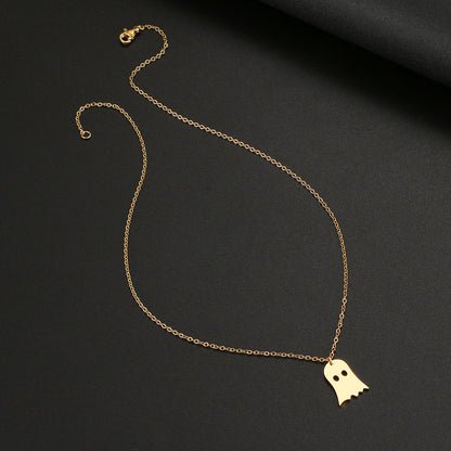 925 Silver Cute Ghost Design Halloween Necklace - HD Wireless Product #4