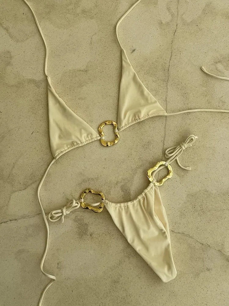 Sexy Bikini Suit Lace-up Printing Low Waist Women's Halter 58b444e4 2400 431c b53e a9058e00edad