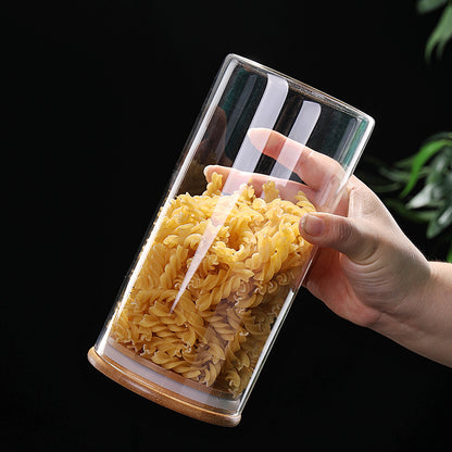 Kitchen Jar For Food Storage Round High Borosilicate Food Glass Jars with Bamboo Lid 58e0382a 312d 4b58 8af3 a4b4a5f583d0