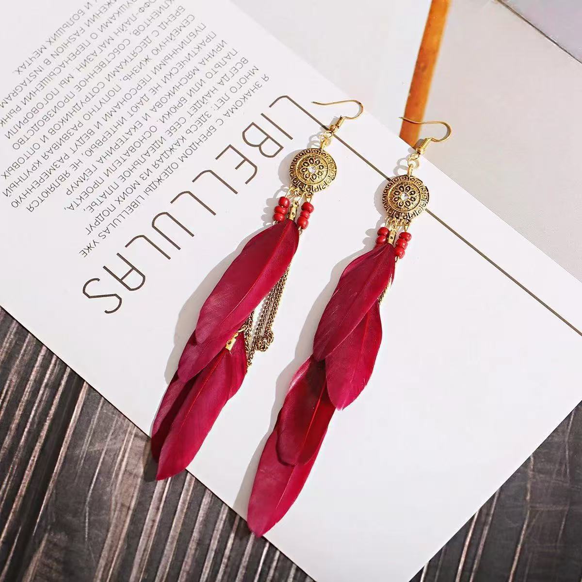 Bohemian Long Feather Earrings Handmade 58e55708 8ba5 4270 900b 4a18122dc63a