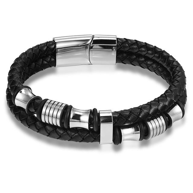 Men's multi-layer braided leather bracelet 5914695512012