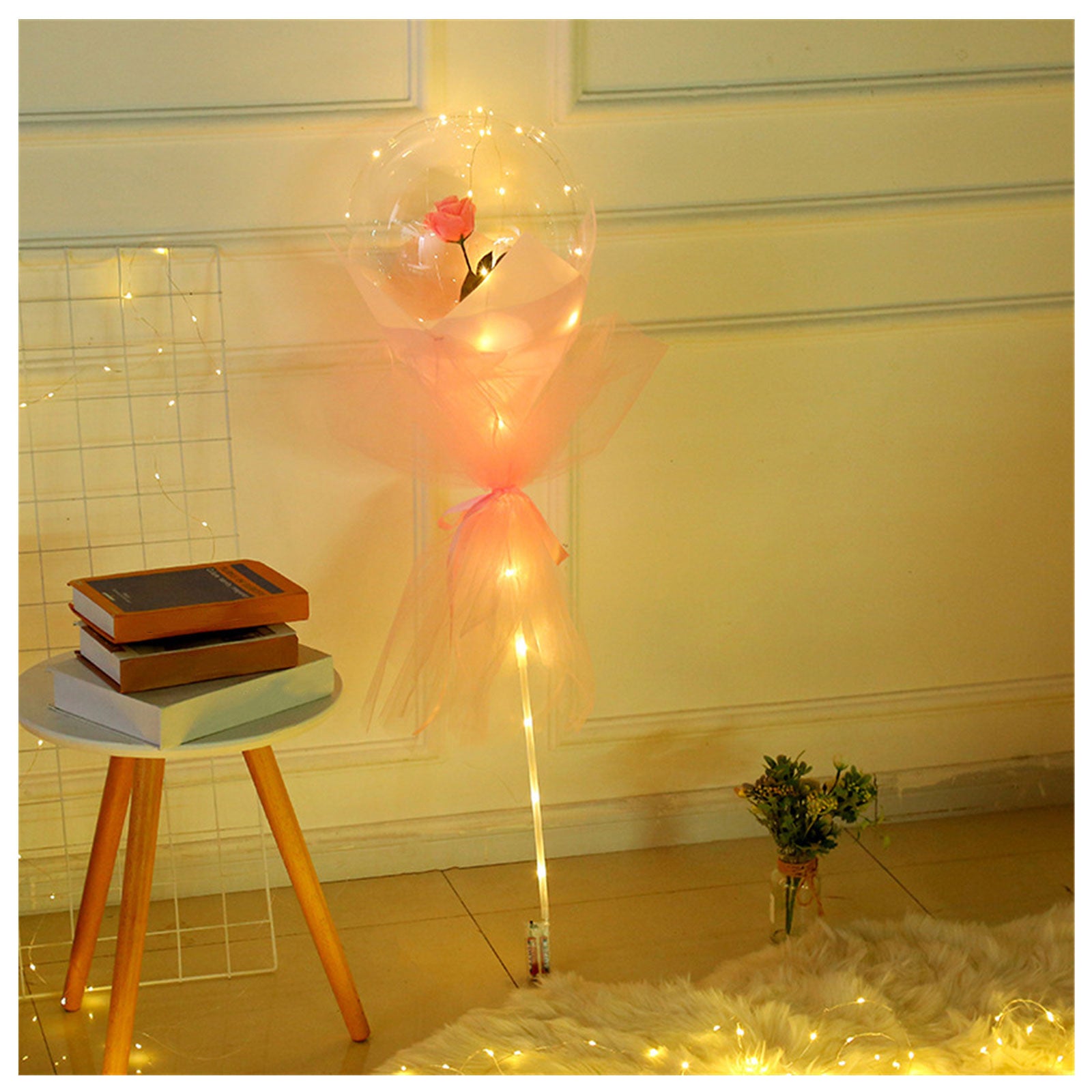 LED Luminous Balloon Rose Bouquet Transparent Bobo Ball Rose 5916131054763