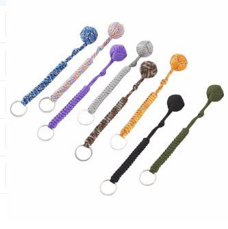 Outdoor Seven Core Umbrella Rope Climbing Survival Key Chain Hanging Hand-woven Round Steel Ball 592460158414