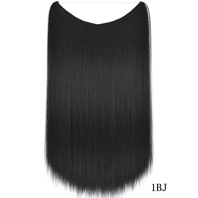 22 inches Invisible Wire No Clips in Hair Extensions Secret Fish Line Hairpieces Silky Straight Synthetic - HD Wireless Product #17