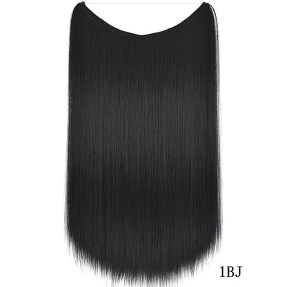 22 inches Invisible Wire No Clips in Hair Extensions Secret Fish Line Hairpieces Silky Straight Synthetic - HD Wireless Product #17