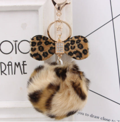 Leopard Bow Fur Ball Schoolbag Pendant Key Chain 592f5ee1 1bf6 4ded 8470 d34b6bec9d81