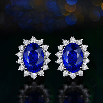 High-grade Ring Necklace Ear Stud Ornament Colored Gems Set Three-piece Set