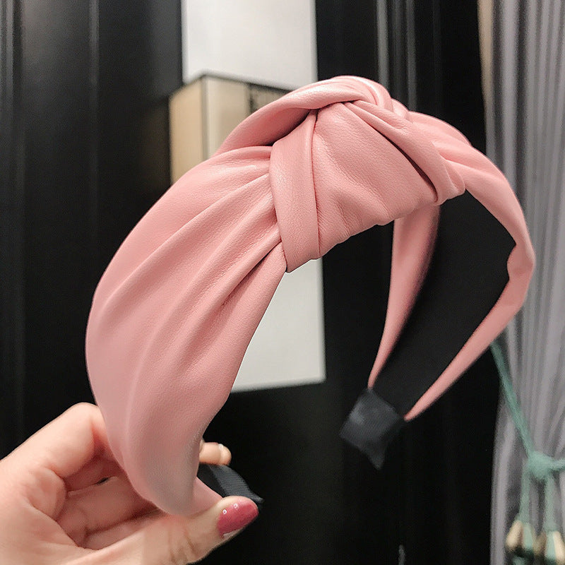 PU imitation leather knotted headband 5936045574612