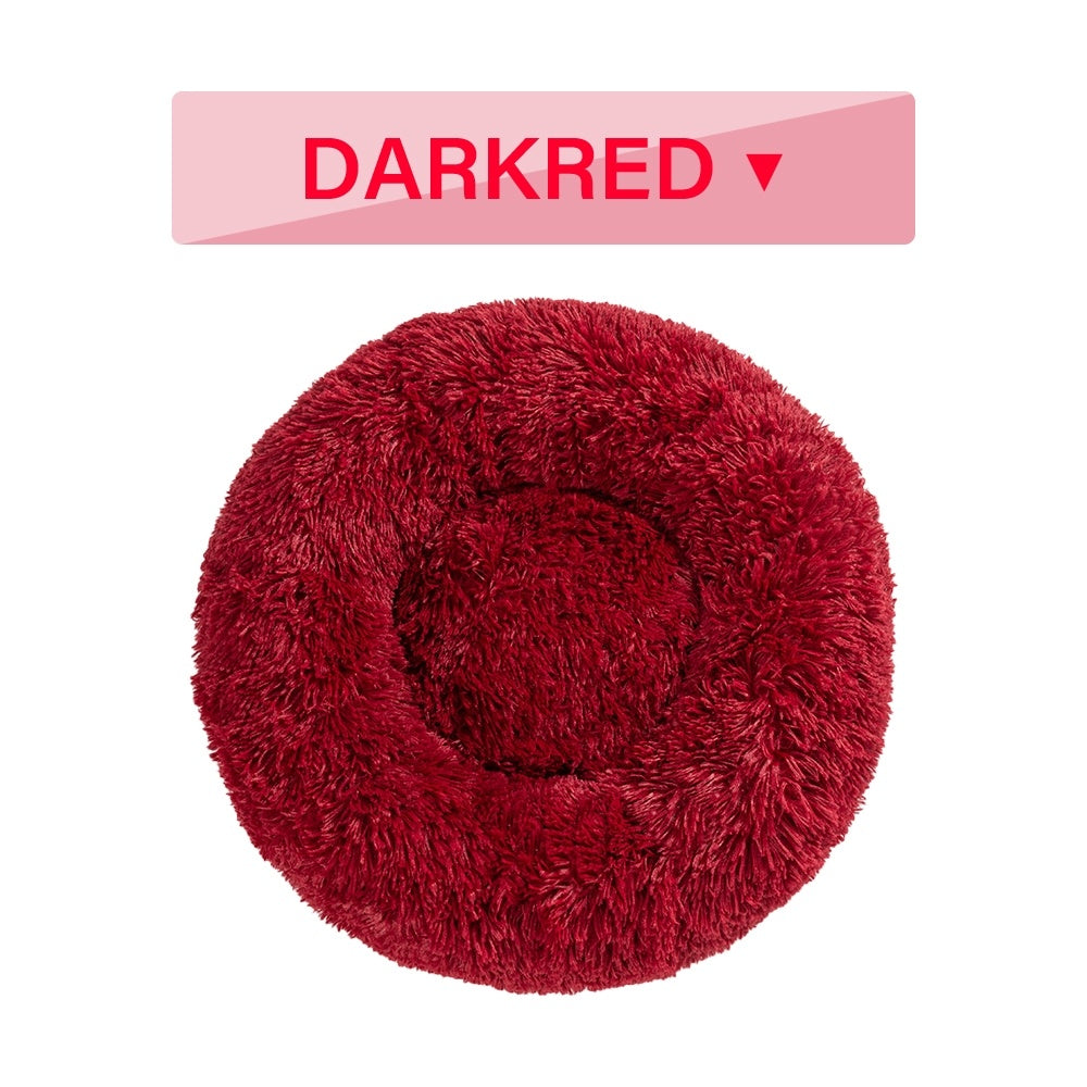 Fluffy Donut Dog Bed  Warm Soft Long Plush Pet Cushion Dog House Cat  Bed Washable Pet Sofa Mat Calming Samll Large Dog Beds 